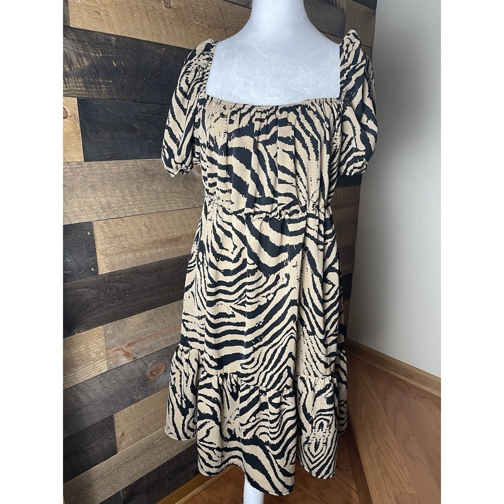 Nasty Gal Animal Print Brown & Black Midi Plus Size 18 Dress Mob Wife Safari